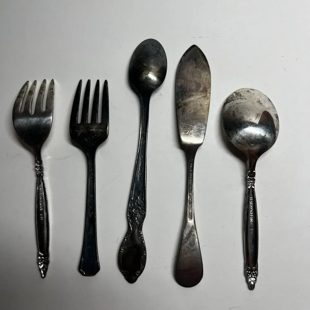 Vintage Silverplate Flatware Lot 5pc Wm A Rogers 1847 Rogers Bros Oneida Shell